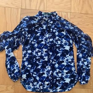 Lauren Ralph Lauren blue ruffle blouse